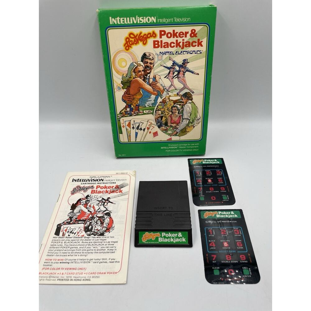 1979 Mattel Intellivision Las Vegas Poker & Blackjack Game COMPLETE, Tested